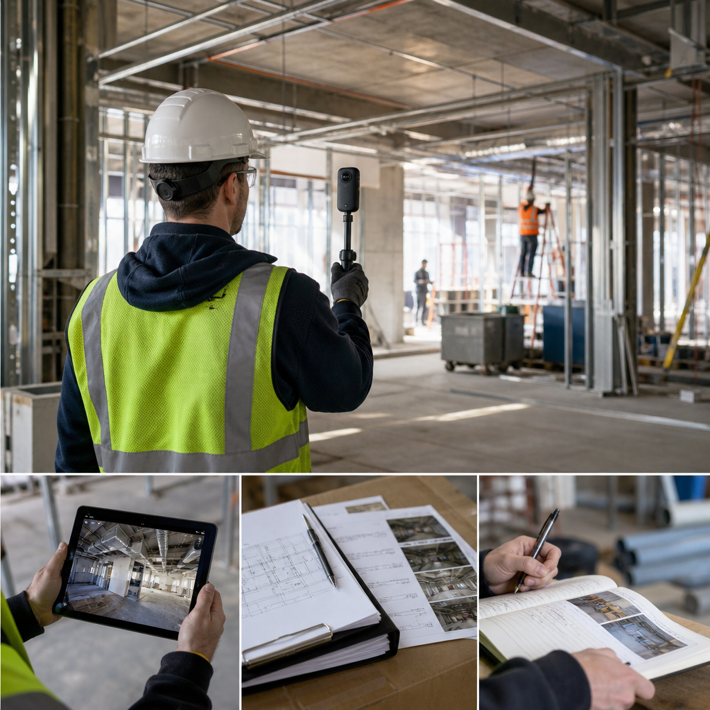 Field team documenting Impact of 360° Photo Documentation Technology in Construction Project Management with Filio-style visual records