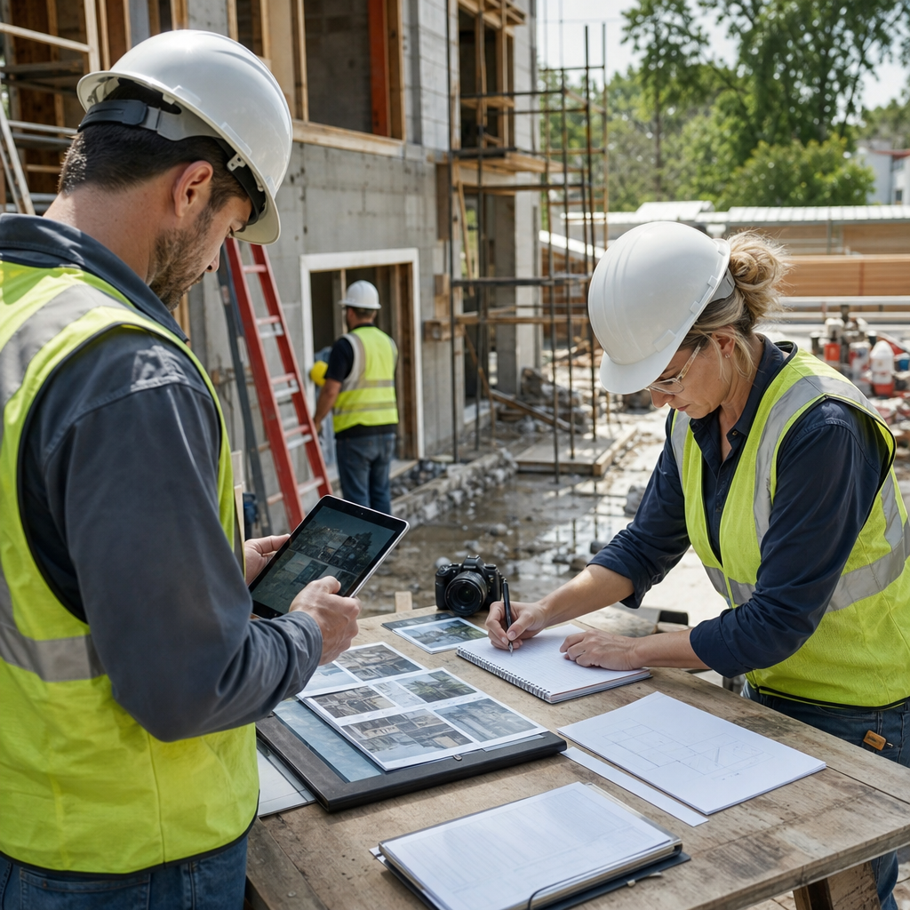 Field team documenting How to Manage Construction Projects: 8 Steps for Better Planning, Scheduling, and Documentation with Filio-style visual records